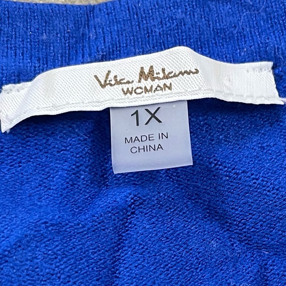 Silver Bling Studs Accent Soft Blue Material blouse size 1X - Picture 4 of 7